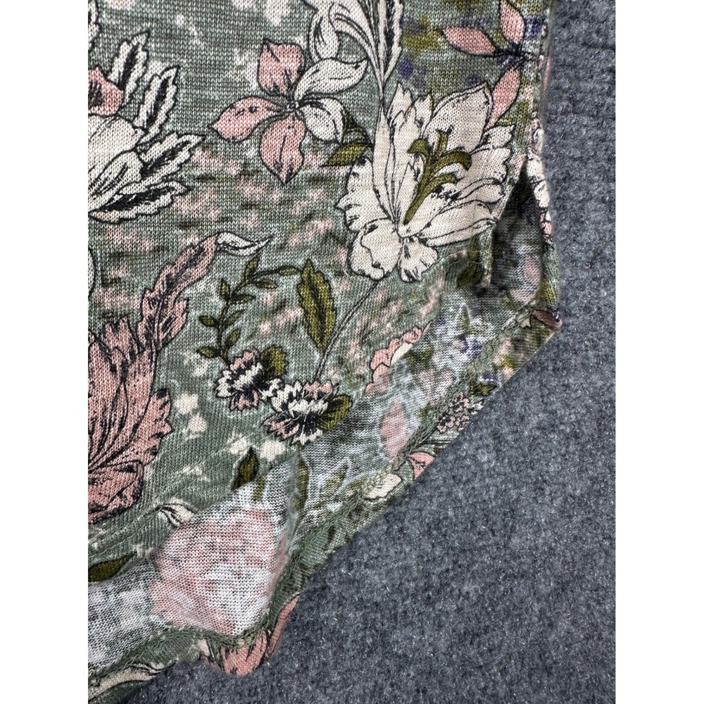 Joie Floral Linen Cap Sleeve Top Green Pink White Casual Women's Small Coastal - Picture 9 of 9